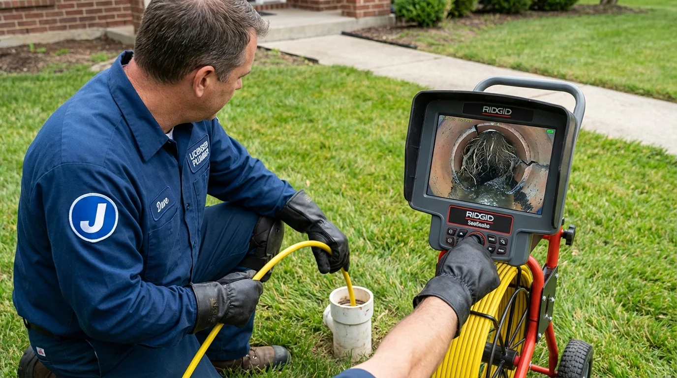 Sewer camera inspection being performed by Johns Plumbing LLC in Clio