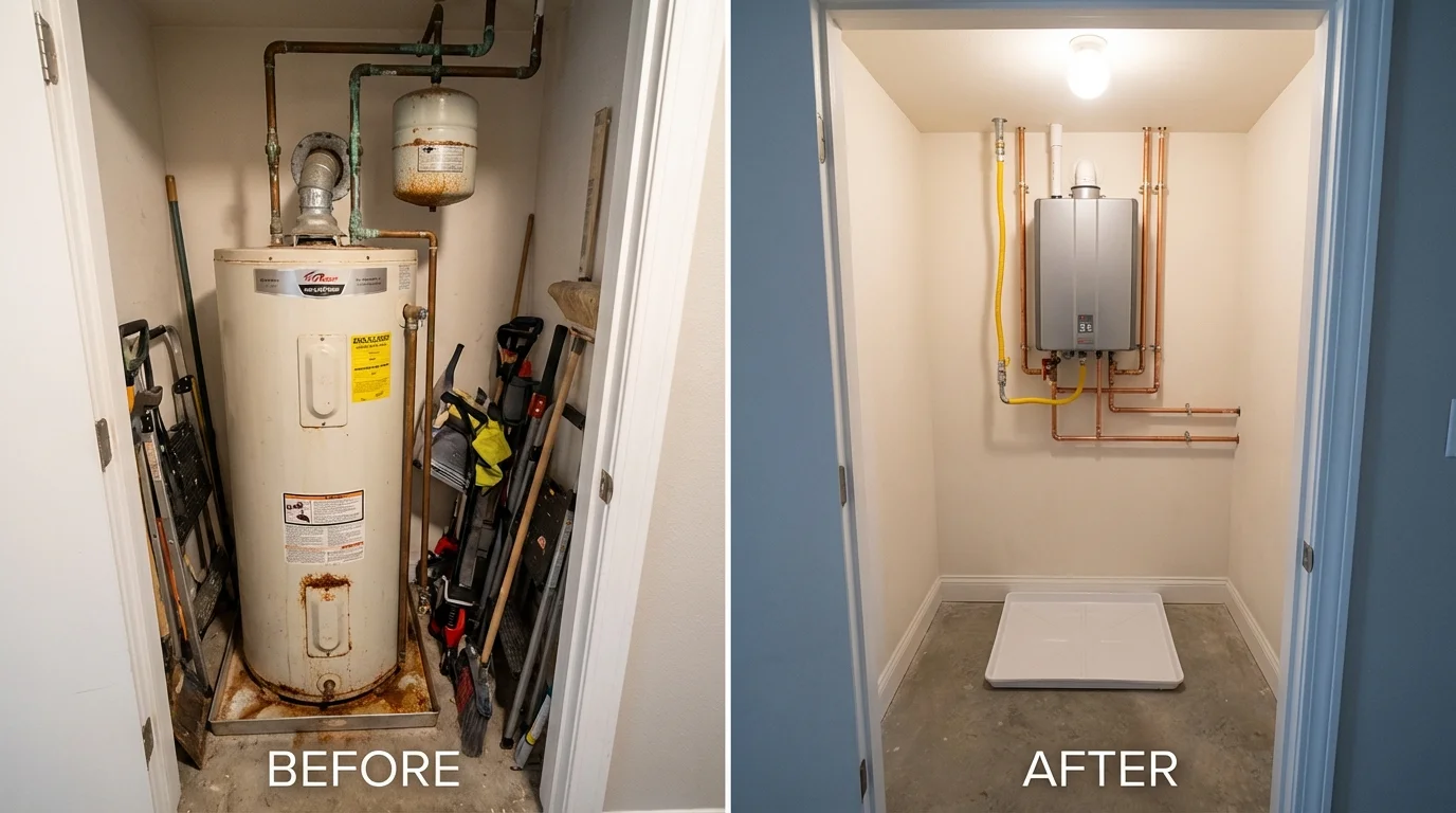Tank water heater versus wall-mounted tankless unit comparison for Clio, AL homeowners