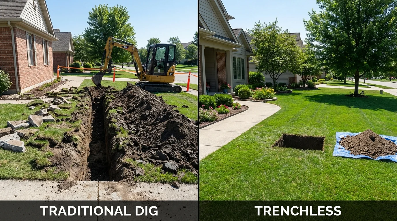 Trenchless sewer repair with minimal yard damage versus traditional excavation in Clio, AL